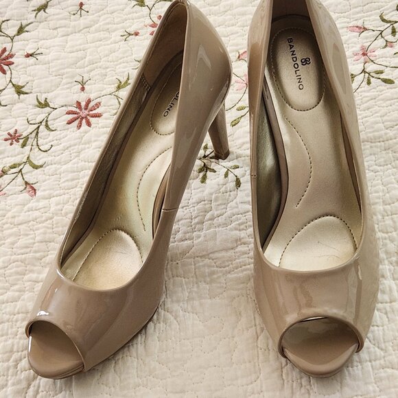 BRAND NEW BANDOLINO OPEN TOE TAUPE HIGH HEELS SIZE 9 1/2 M - Picture 12 of 15